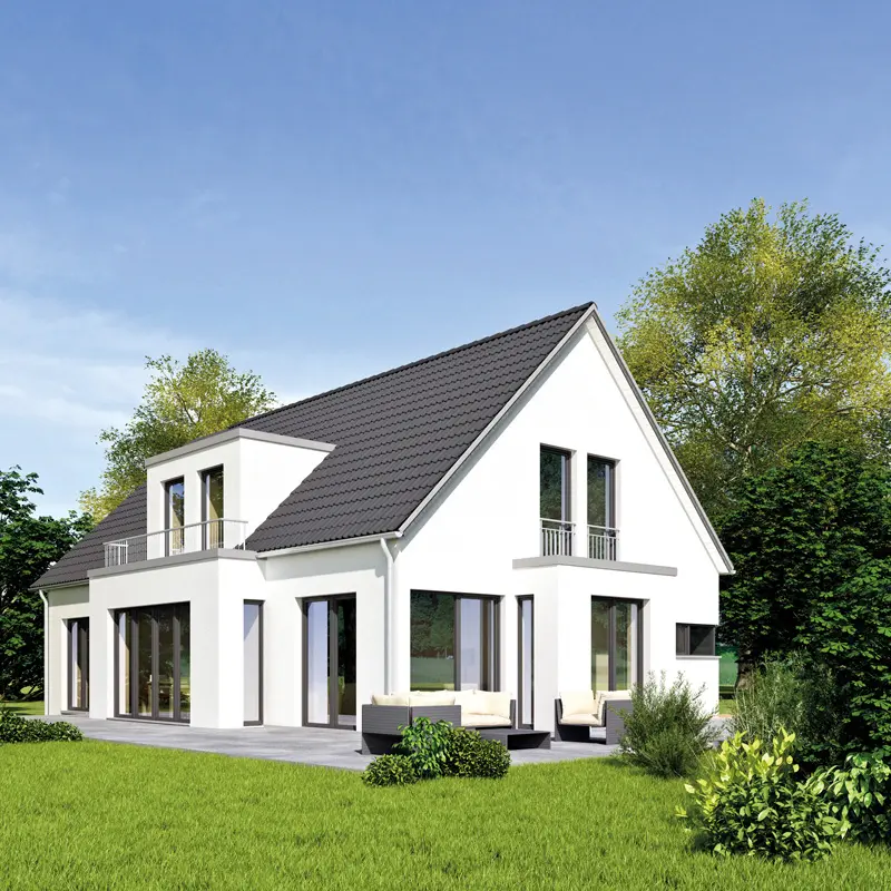 Photo d'une maison avec une belle toiture tuile noire pour la page Démoussage/Nettoyage